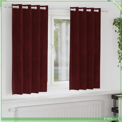 Rideaux occultants - FAFEISY - 4107299 - Velours Bordeaux - 140x175 cm - Lot de 2 (1/5)