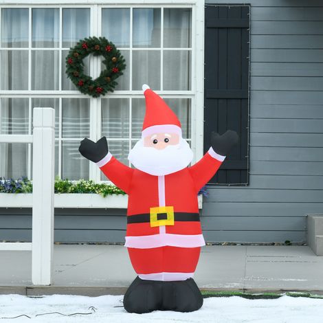 Père Noël Gonflable Lumineux avec LED Décor de Noël Extérieur Jardin Hauteur 1,2m (1/5)