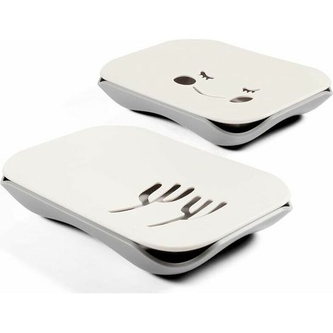 RHG Porte-savons en plastique blanc, lot de 2, porte-savon, porte-savons de douche avec égouttoir