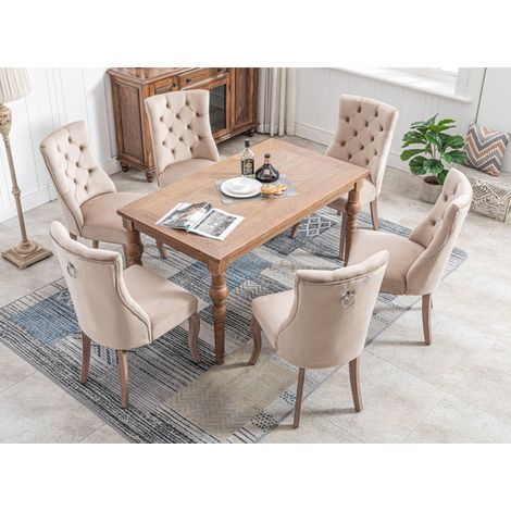 Stuhl Esszimmerstuhl Beige Samt modern 97 cm OKMYHOME (1/5)