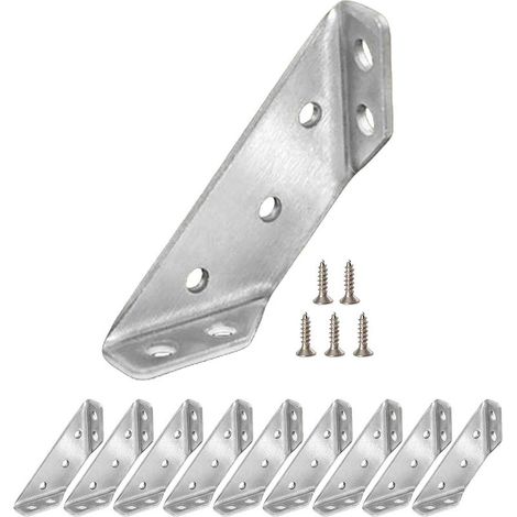 Eckwinkel-Set für Holzrahmen, Eckverstärkungswinkel für Möbelrahmen, Edelstahl-Eckwinkel, rechtwinklige Metallwinkel zur Befestigung von Holzmöbeln (1/4)