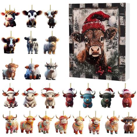 Weihnachts-Adventskalender-Ornamente aus Acryl, langlebig, kreativ, Countdown-Kalender-Ornamente, Box für