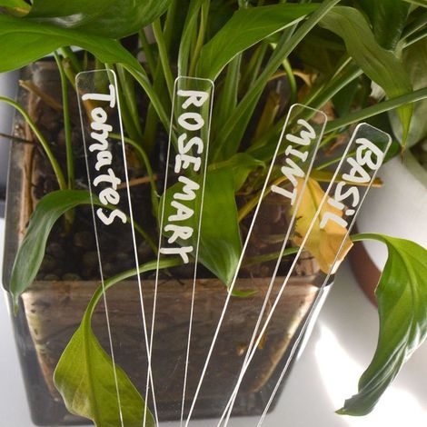 1 lot de 12 étiquettes pour jardinières - longues, étiquettes en plastique, plantes miniatures, panneaux pour plantes potagères, piquets pour étiquettes de jardin (1/5)