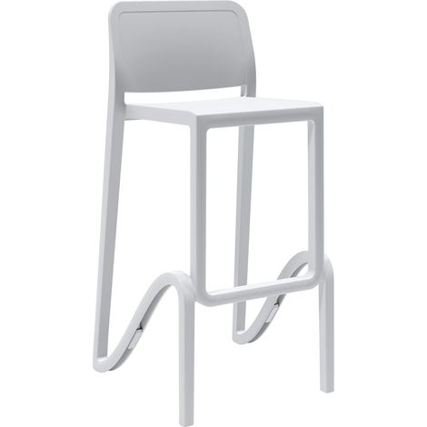 Tabouret Haut empilable pour intérieur et extérieur en polypropylène Giano Bianco Made in Italy pour CASA Bar Restaurant (1/5)