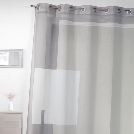 Voilage imprimé à motifs graphiques Beige 135x240 cm
