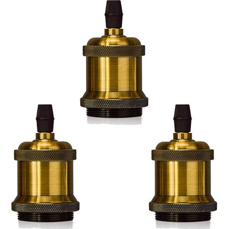 3X E27 Vintage Portalampada, Edison Retro Lampada a Sospensione, Adattatore in Ceramica Solida (Bronzo)
