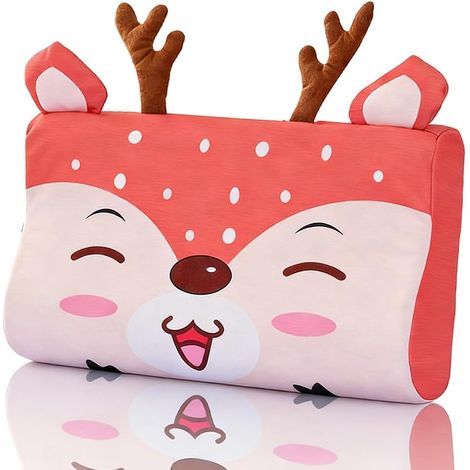 Oreiller pour enfant en mousse à mémoire de forme, oreiller pour berceau, housse de coussin incluse, oreiller pour enfant, oreiller de sieste pour enfant, unisexe pour garçons et filles (renne de Noël