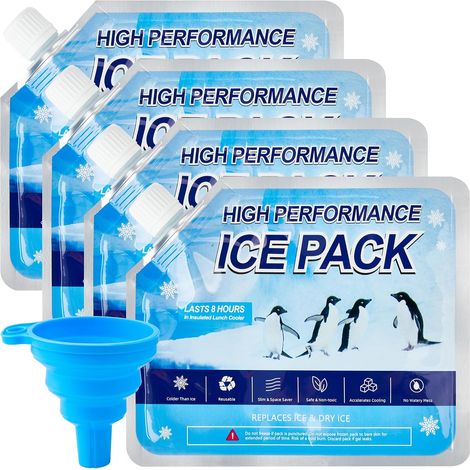 Lot de 4 blocs de glace s pour glacière, taille moyenne pour boîtes à déjeuner, sacs de glace glacière pour matériel de camping, pêche (1/5)