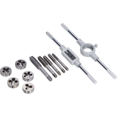 12 Pièces Kit de Tarauds et Filières avec Clé à Main pour Réparation Auto et Meubles