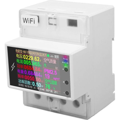 Compteur de puissance multifonctionnel, montage sur rail DIN, écran TFT 2,4 pouces, moniteur d'énergie électrique, interrupteur Wi-Fi, AC85-265V
