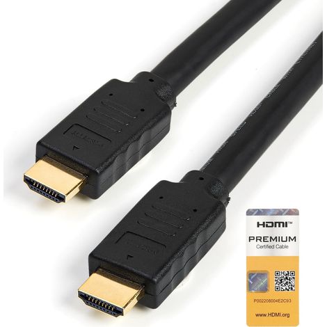 Câble HDMI 2.0 Certifié avec Ethernet 5m, 4K 60Hz, HDR10, Noir (1/5)