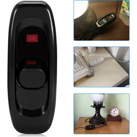 Interruptor en línea para lámparas de mesa/escritorio con indicador LED – 250 V CA, 10 A – Negro o blanco – Carcasa de plástico resistente (1/5)