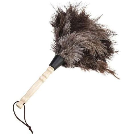 Plumeau Poussiere, Plume d'Autruche Plumeau Réutilisable Dépoussiérage Poignée en Bois Longuer de 34 cm Outil de Nettoyage Lavable pour Maison Bureau Salon Bibliothèque Claver Meuble Sto (1/4)