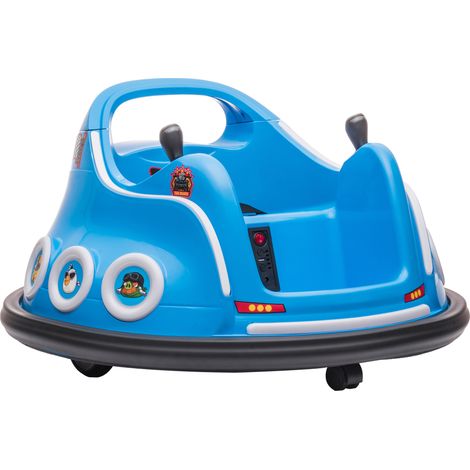 Voiture électrique enfant 12V Angry Bird, auto-tamponneuse pivotante 360°, bleu, 73x73x44 cm (1/5)