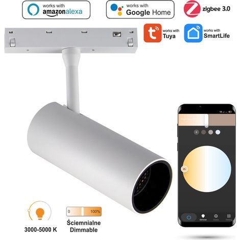 Faretto LED bianco WiFi Zigbee da 30W per binari magnetici SMART TRACK 48VDC 3000-5000K dimmerabile (1/5)