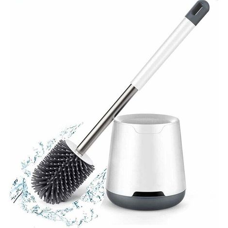 Brosse WC - Tête En Silicone Antibactérien - Support Mural À Séchage Rapide - Pour Nettoyage Profond Sous Jante - 1 Pièce (1/4)