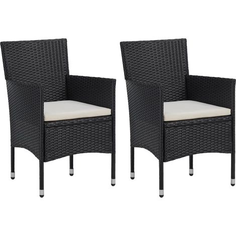 Garten-Essstühle 2 Stk. Poly Rattan Schwarz