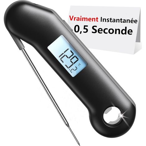 F1 Turbo Thermomètre de Cuisine Numérique, 0,5s Lecture Instantanée, Précision ±0,3°C, Étanche IP67, Écran Rétroéclairé Auto-Rotatif, Sonde Température pour Viande BBQ Four (1/5)