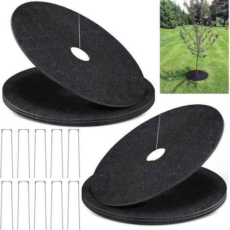 Lot De 8 Anneaux De Paillage Non Tissés Pour Arbres, Tapis De Protection Biodégradable De 41,9 Cm, Tapis De Protection Réuti[RD127] (1/5)