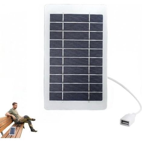 Panneau Solaire Portable 2W 5V avec Port USB, Chargeur Solaire pour Téléphone et Power Bank, Panneau Solaire Étanche IP65 pour Camping Randonnée Voyage Outdoor avec Cadre Époxy Durable (1/5)