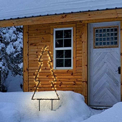 Sapin lumineux 2D à planter H140cm 140 LED blanc chaud 8 jeux lumières IP44 SMART Connect 31V Lotti (1/5)