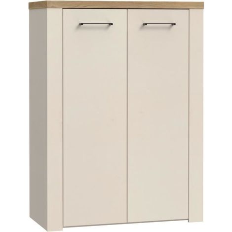 Meuble de rangement - Décor Sable & chene - L86,3 x P41,3 x H118,3 cm - NELLEKE (1/5)