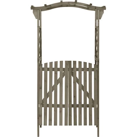 Maison Exclusive - Pergola avec portail 116x40x204 cm Gris Bois de sapin massif (1/5)