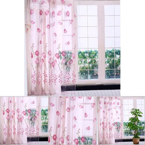 Bunte Tulpen Gardine transparent für Schlafzimmer Wohnzimmer