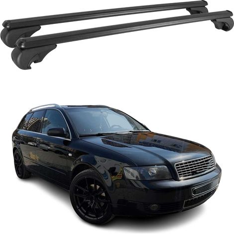 OMAC Aluminium Dachträger Querträger für Audi A4 B6 Avant 2001-2004 – TÜV / DIN 75302:2019 – Abschließbar – Max. 75 kg – 2 Stangen Schwarz (1/5)