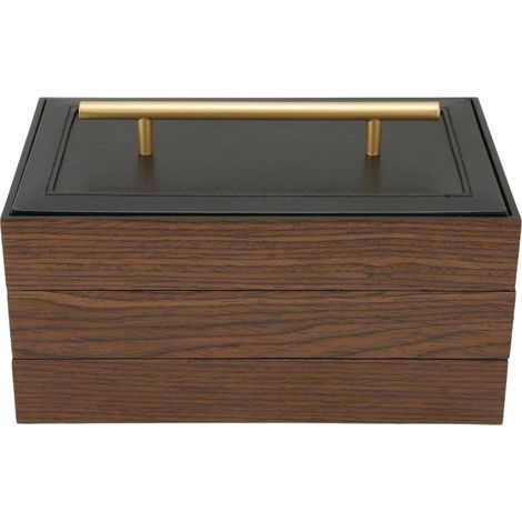 Adecuado para cajas de almacenamiento de joyas de estilo vintage, con un nuevo y exclusivo asa dorada de estilo chino, forro de terciopelo de lujo, construcción de madera e ideal para regalar o decora