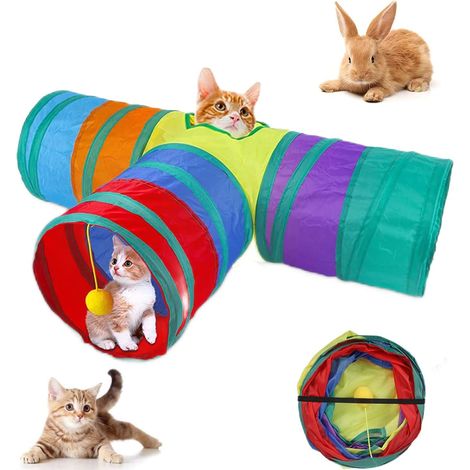 Tunnel pour Chat,Tube de Tunnel Pliable à 3 Voies,Chat Tunnel Jouets,Pliable Jouet intéractif pour Chats,Chiots,Lapins,Cobaye