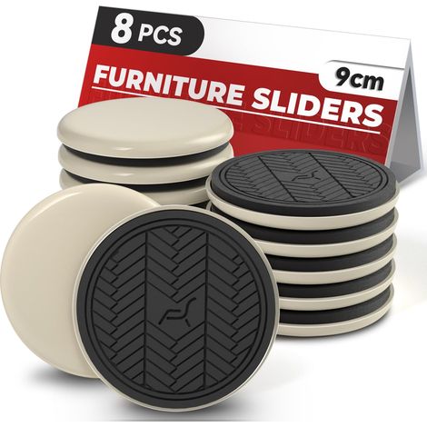 Patin Glisseur Plastique pour Meuble Lourd,Beige Rond 8 Pièces - 9cm Furniture Sliders, Meuble Patin Protéger Le Moquette Déplacez Les Meubles Lourds Rapidement et Facilement (1/5)