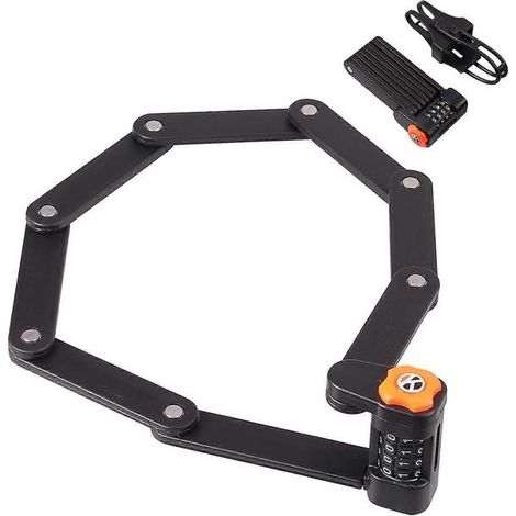 Antivol pliable pour vélo, trottinette électrique, antivol de vélo à protection ciseaux, cadenas à code 4 chiffres, pliable en 8 sections, 8 maillons en acier ultra-résistant (1/4)