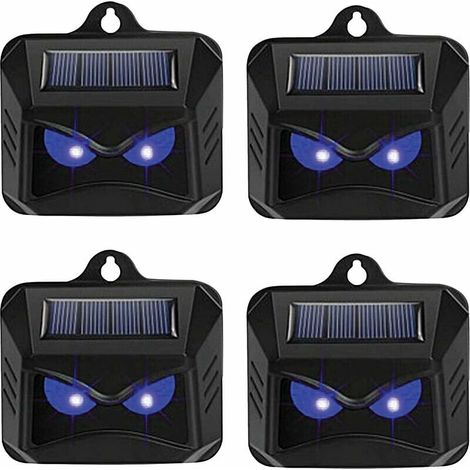 Vtizikl Répulsif solaire contre les animaux sauvages tels que les ratons laveurs, les chevreuils, les renards, les sangliers, etc. - 4 répulsifs efficaces avec lumière LED bleue (1/4)