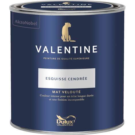 Dulux Valentine Peinture intérieure de haute qualité - Valentine - Couleur intense & pouvoir couvrant élevé - Mat Velouté Esquisse Cendrée 0,5 L