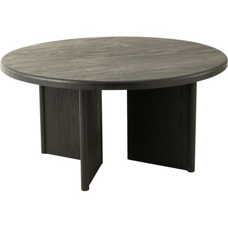 Table à Manger Ronde "Teck" 150cm Noir (1/5)