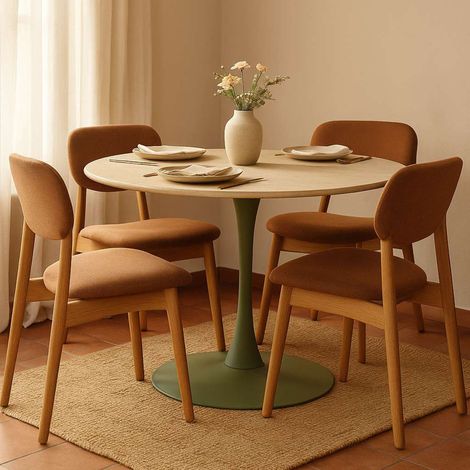 Mesa Fija Coober, 4 Plazas, Forma Redonda, Tono Crema, 120x120x76h cm Blanco Crema (1/5)