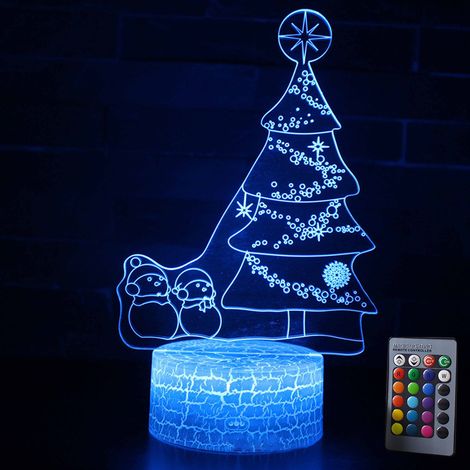 Lampara Nocturna Arbol De Navidad 3D - Led - Control Remoto Y Tactil - 16 Colores - 4 Modos De Iluminacion - 1 Unidad (1/5)