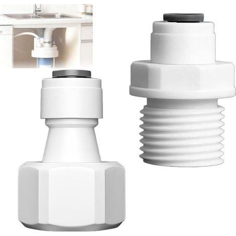 Raccord de tuyau d'eau droit 1/4" RO vers filetage mâle 1/2" femelle/mâle - Raccord rapide Push In - Pour filtre à eau osmose inverse (1/5)