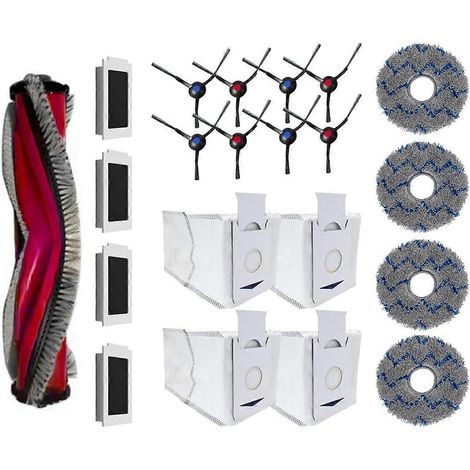 Pièces de rechange pour aspirateur T30 Pro Max : brosse latérale, lingette, sac à poussière et filtre. (1/5)