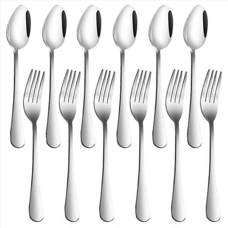 Lot de 12, inox dîner fourchettes 8 pouces et cuillères 7 pouces (1/5)