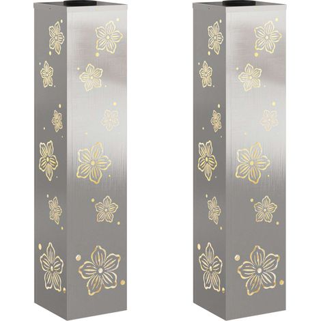 Maison Exclusive - Luz de camino LED solar 2 pcs Plateado Acero i