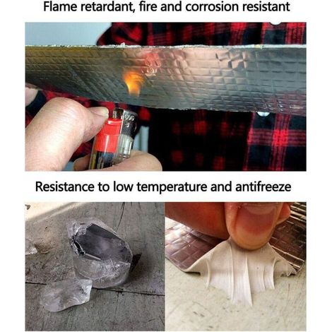 Nastro butilico, 5 cm x 1,0 mm x 5 m, adesivo per perdite d'acqua in tubi e tetti in metallo, nastro industriale in alluminio resistente agli strappi, nastro di riparazione d'emergenza per camper, gro (1/4)