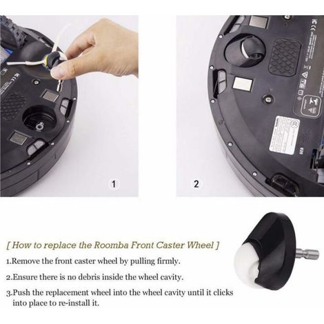 Pack de 2 roues avant pour iRobot Roomba 500/600/700/880/980 Noir (1/5)