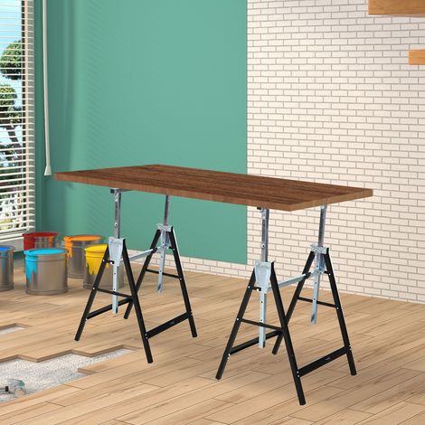 Tréteau DURHAND, support de travail, hauteur réglable, pliable, métal, noir, 68 x 56 x 80-130 cm, capacité de charge 200 kg (1/5)