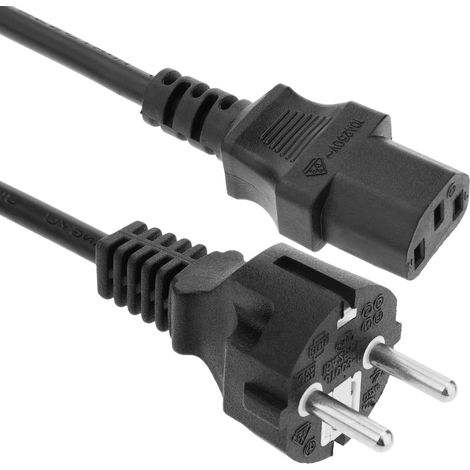 BeMatik - Cordon électrique IEC60320 C13 à Schuko male en noir 1.8m (1/5)