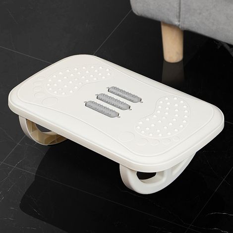 Repose-pieds pour bureau doté d'une surface antidérapante, d'une fonction bascule et de rouleaux de massage confortables  idéal pour le télétravail et les installations de gaming (blanc cassé). (1/5)