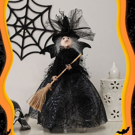 Robe en tulle d'Halloween, sorcière, étoile, décoration de table, poupée, noire, 28,5 x 21 cm (1/4)