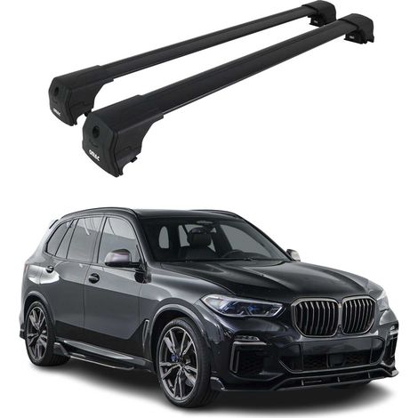 OMAC Aluminium Dachträger Querträger für BMW X5 G05 2019-2026 – City Crash – ISO/PAS 11154:2006 – Abschließbar – Max. 75 kg – 2 Stangen Schwarz (1/5)