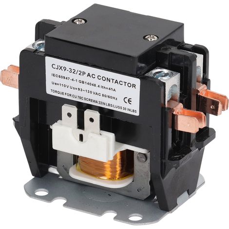 Contacteur de climatiseur 32 A, contacts en alliage d'argent, relais de contacteur CA bipolaire pour distribution d'énergie 110 V (1/5)